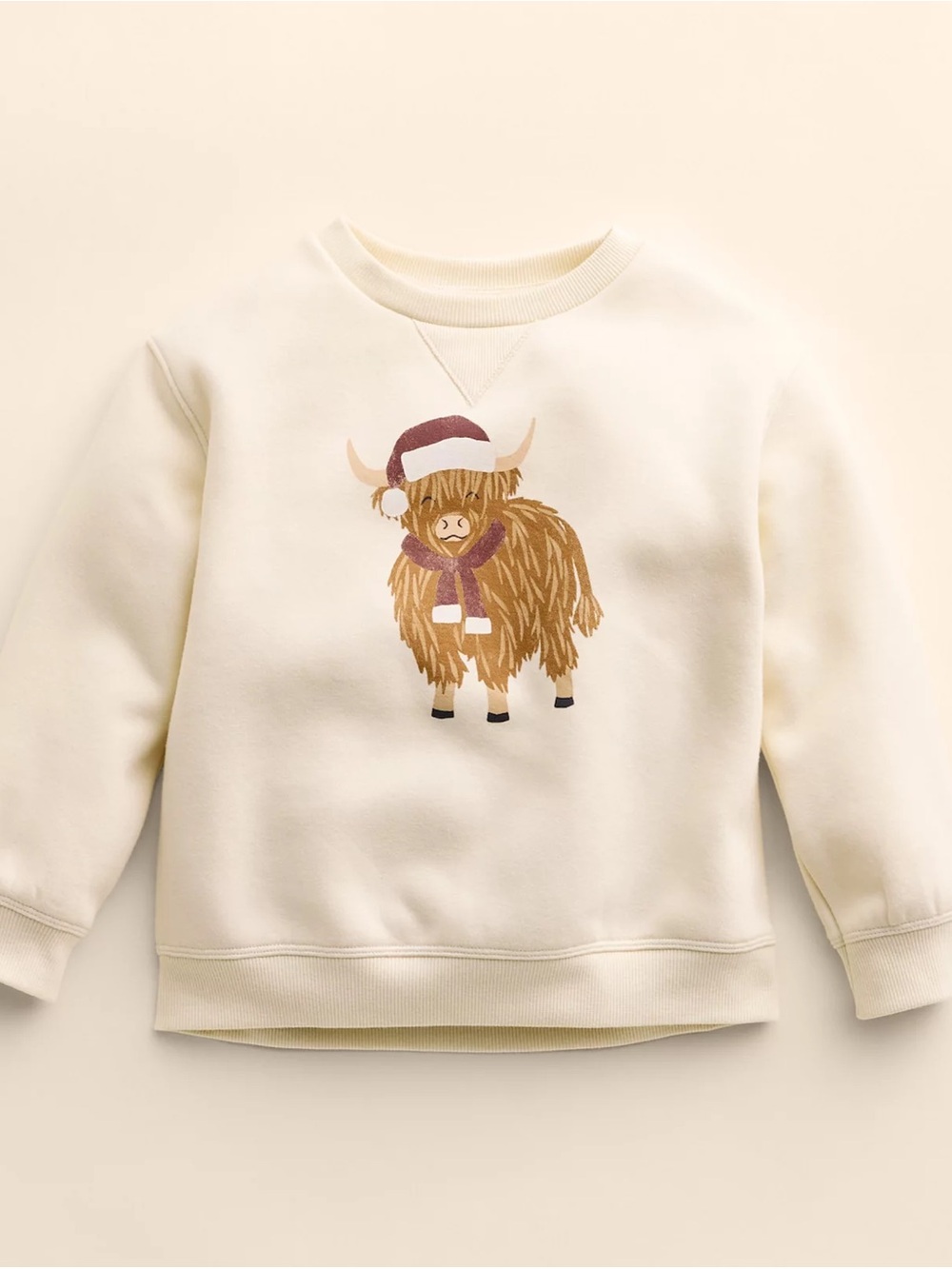 Little Co Crewneck Sweatshirt with Highland Cow Print - 12M